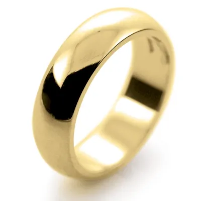D Shaped Heavy - 6mm (DSH6Y) Yellow Gold Wedding Ring